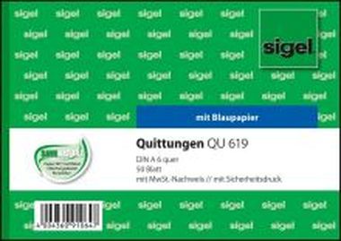 Quittungen mit MwSt.-Nachweis und Sicherheitsdruck A6 quer