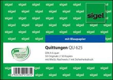 Quittungen mit MwSt.-Nachweis und Sicherheitsdruck A6 quer