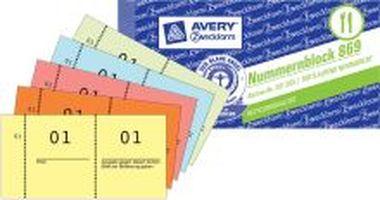 Garderobennummernblock 1-1000, sortierte Farben