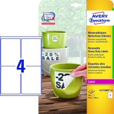 AVERY Zweckform® Wetterfeste Folien-Etiketten, wiederablösbar  99,1x139mm silber