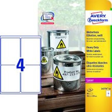 AVERY Zweckform® Wetterfeste Folien-Etiketten, Farblaser+Kopierer L4774-20