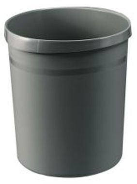 Papierkorb GRIP, 18 Liter, mit 2 Griffmulden, extra stabil, rund, dunkelgrau