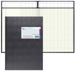 Spaltenbücher A4 in Kopfleisten-Ausführung Deckenband, Schema über 2 Seiten, mit Seitenzahlen 13 Spalten