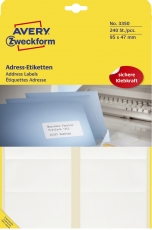 Adress-Etiketten, weiß, sk, Lift-off-Qualität für die Schreibmaschine auf A4-Bog