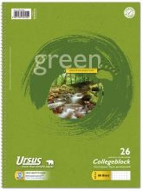 Green Collegeblöcke A4 Pure Impact kariert mit Rand