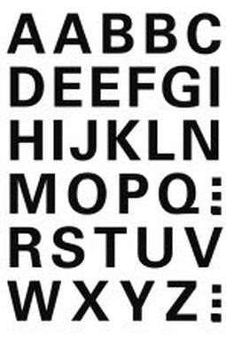 Buchstaben-Etiketten - A-Z, 15 mm, wetterfest, schwarz