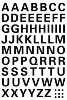 Buchstaben-Etiketten - A-Z, 10 mm, wetterfest, schwarz