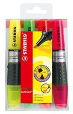 Textmarker LUMINATOR® Etui mit 4 Farben gelb, grün, orange, pink