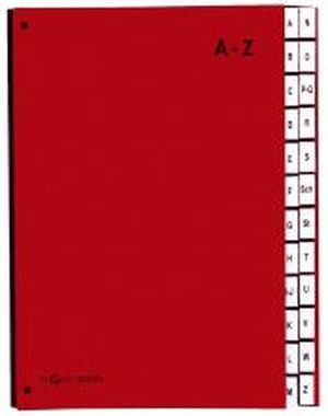 Pultordner Color-Einband Tabe A - Z, 24 Fächer rot