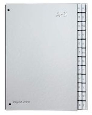 Pultordner Color-Einband Tabe A – Z, 24 Fächer silber