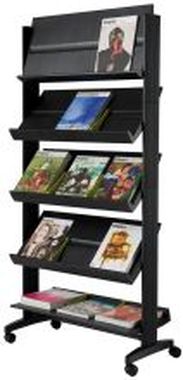 Mobile Prospektständer schwarz 85,5 x 38,5 x 167,5 cm